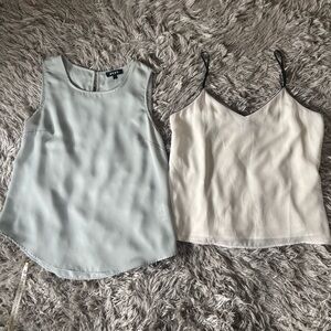 Set of 2 sheer tops, grey sleeveless & white tank. Banana republic DKNY, medium